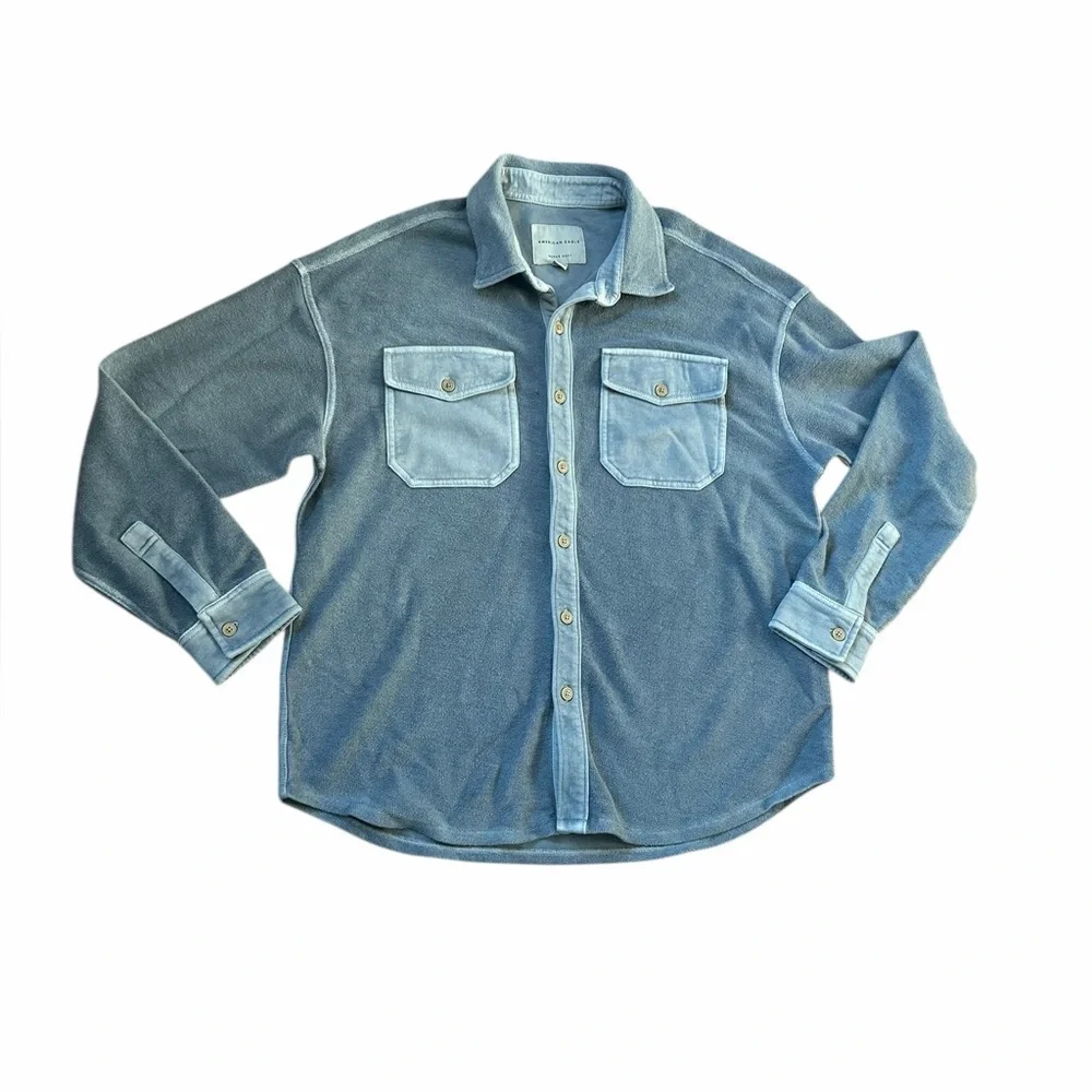 American Eagle Super Soft Oversized Button Down Terrycloth Womens Sz Large NWOT - Picture 2 of 7